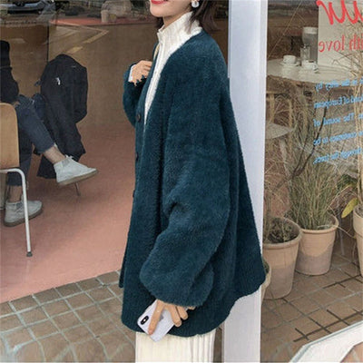 Abrigo Sweater de Piel de Visón Artificial Estilo Coreano para Mujer - Image 32