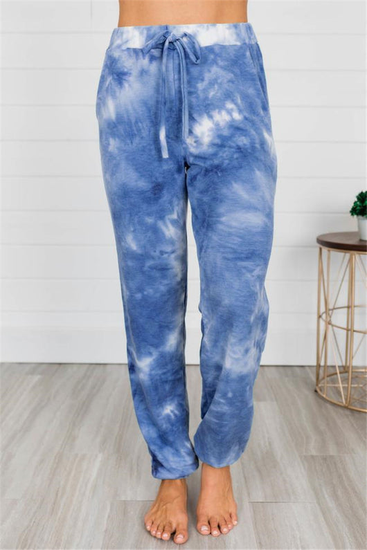 Pantalones Casuales Tie-Dye Cintura Ajustable para Mujer
