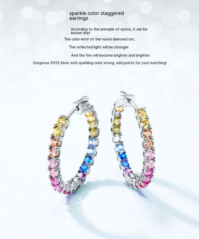 Aretes de Circonia Arcoíris en Plata S925 con Gemas de Colores Incrustadas - Image 5