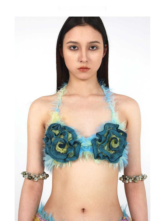 Bikini Floral Azul Tejido a Mano en Lana - Image 11