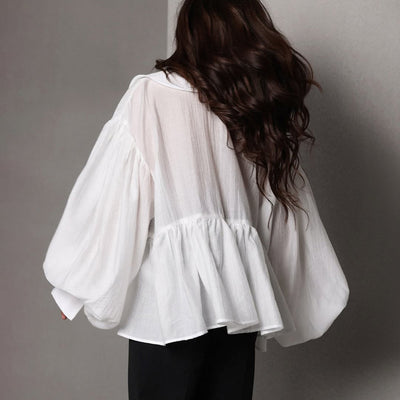 Blusa Elegante con Mangas Abullonadas y Volantes - Image 12