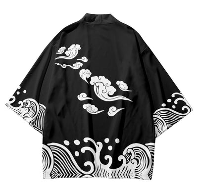 Cardigan Robe Hombre Manga Tres Cuartos con Elemento Nube Auspiciosa - Image 2