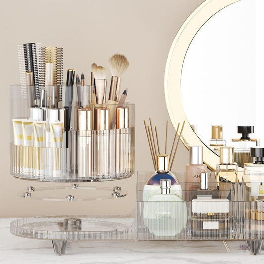 Organizador de Cosméticos Giratorio Grande con Espejo - Almacenamiento Acrílico Transparente - Image 5