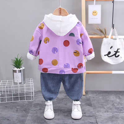 Conjunto Infantil 3 Piezas: Suéter con Capucha y Pantalón Denim - Image 4