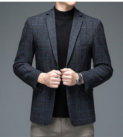 Blazer Cuadros Gris Elegante de Una Botonadura - Image 8