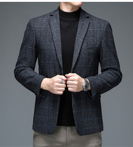 Blazer Cuadros Gris Elegante de Una Botonadura - Image 8