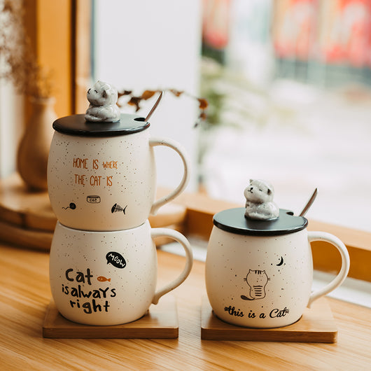 Taza de Cerámica con Tapa y Cucharilla para Café - Diseño Gato - Image 16