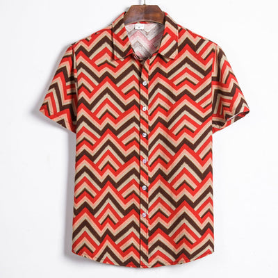 Camisa Retro Holgada de Manga Corta para Hombre Talla Grande - Image 21