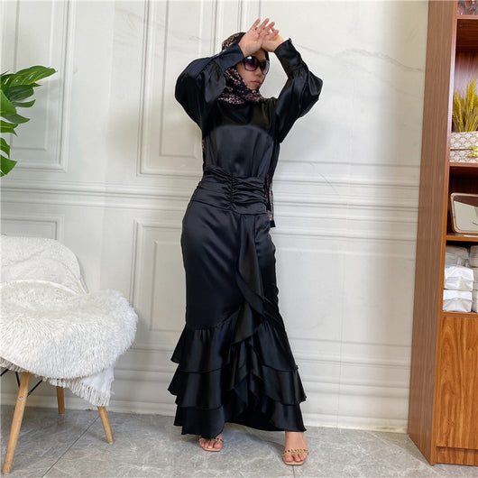 Traje Ejecutivo: Blusa de Satén con Cuello Redondo y Falda Ajustada - Image 3