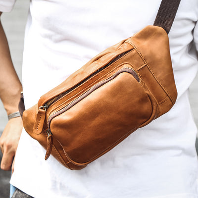 Bolsa Pecho Cuero Genuino Estilo Retro para Hombre - Image 9