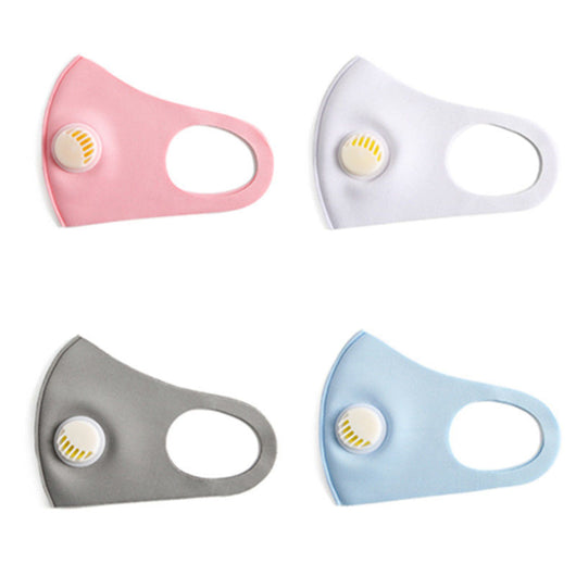 Black ice silk cotton face mask with a white breathing valve and ear loops for comfortable wear. - Image 8