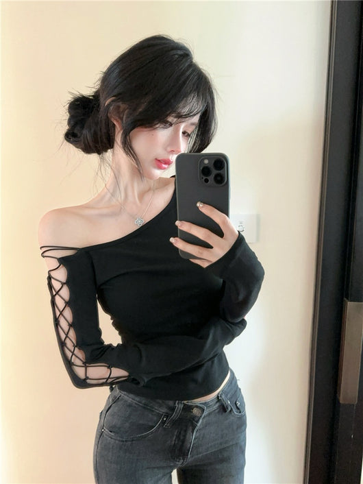 Blusa Negra de Manga Larga Elegante Estilo Diseñador - Image 14