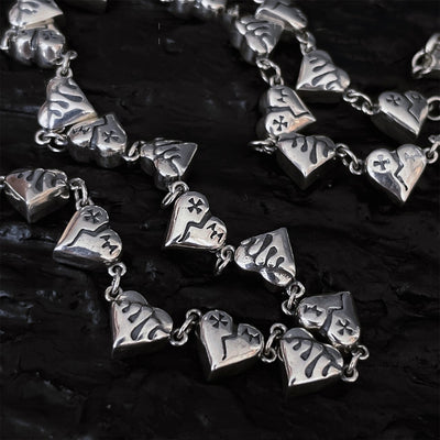 Collar de Plata S925 Corazón Roto con Diseño Graffiti de Amor - Image 5