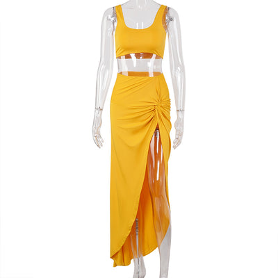 Traje Conjunto Asimétrico para Mujer con Falda Larga y Abertura Alta - Image 12