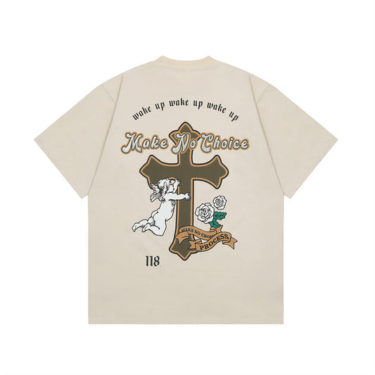 Playera de Algodón con Estampado de Cruz para Hombre