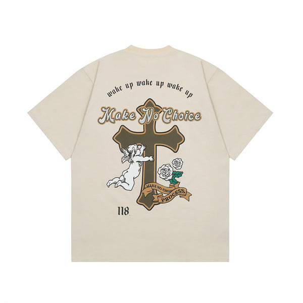 Playera de Algodón con Estampado de Cruz para Hombre