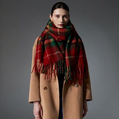 Bufanda Escocesa Roja y Verde - Estilo Europeo y Americano - Image 3