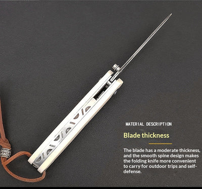 Cuchillo Plegable Acero Damasco para Aventuras al Aire Libre - Image 11