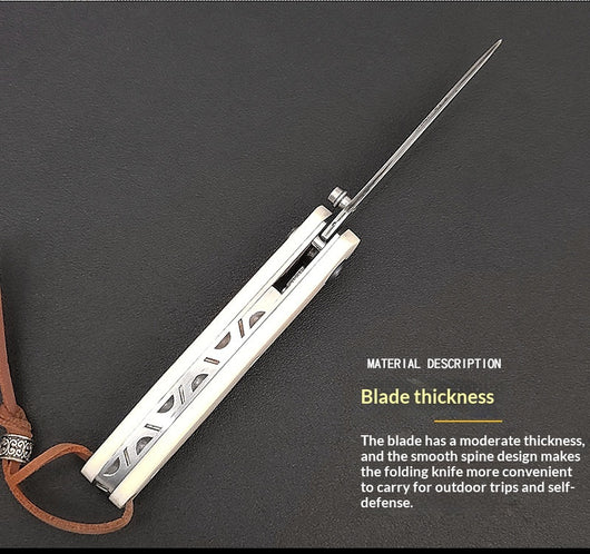 Cuchillo Plegable Acero Damasco para Aventuras al Aire Libre - Image 11