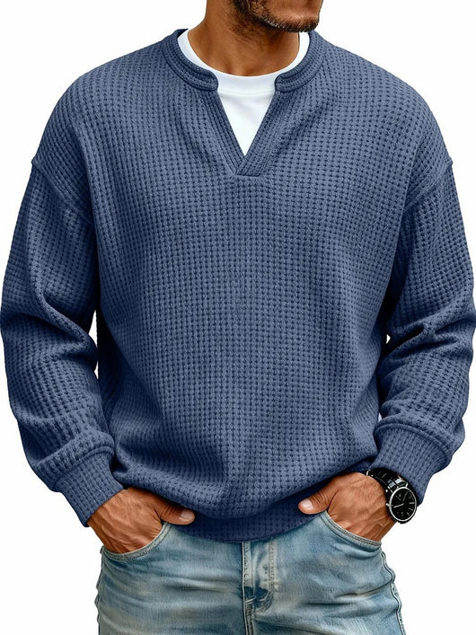 Sudadera Texturizada Cuello V para Hombre - Manga Larga Casual Versátil - Image 23