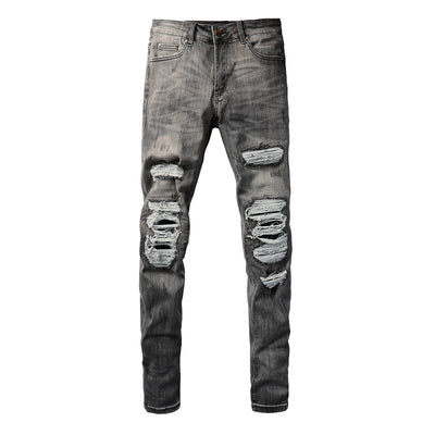 Pantalones Vaqueros Rotos Gris Casual para Hombre - Estilo Urbano Moderno - Image 7