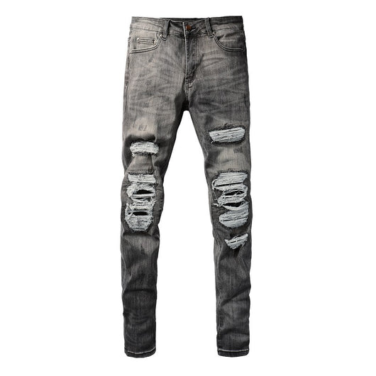 Pantalones Vaqueros Rotos Gris Casual para Hombre - Estilo Urbano Moderno - Image 7