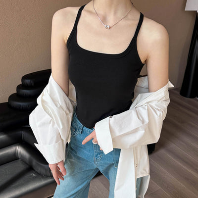 Bolso Bandolera Minimalista con Espalda Abierta y Detalles de Encaje