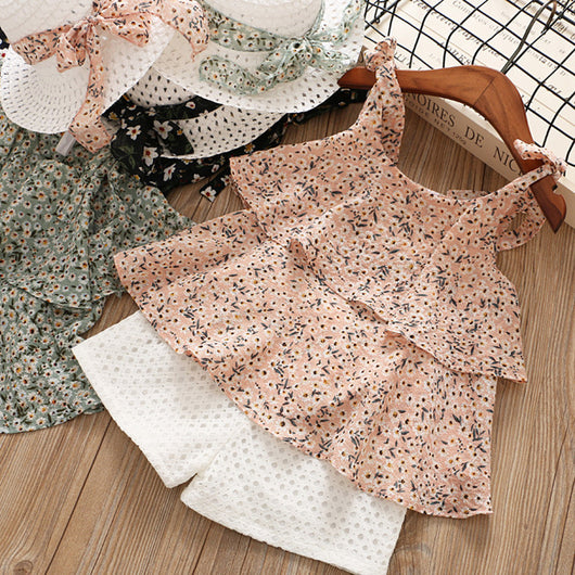 Conjunto de Dos Piezas en Gasa Floral para Niña - Image 3