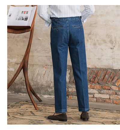 Jeans Clásicos de Cintura Alta para Hombre en Algodón Puro - Image 15