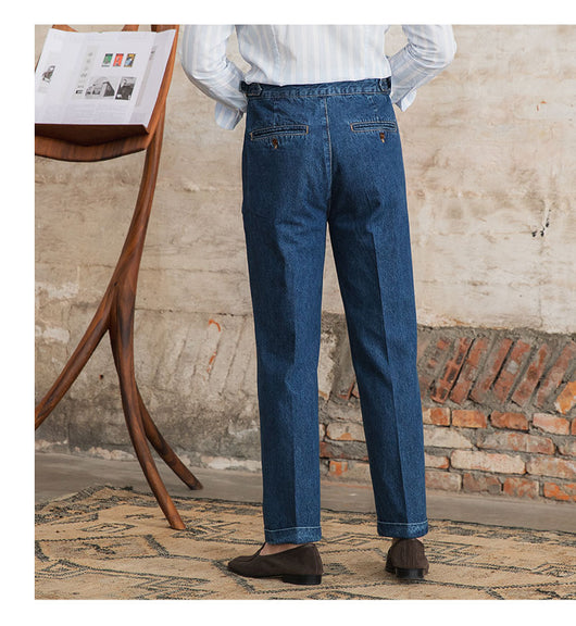 Jeans Clásicos de Cintura Alta para Hombre en Algodón Puro - Image 15