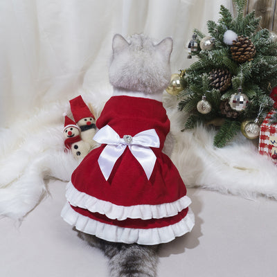 Vestido Princesa Navideño con Moño Polar para Mascotas
