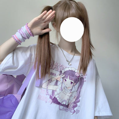Playera Blanca Estampado Anime para Mujer - Image 8
