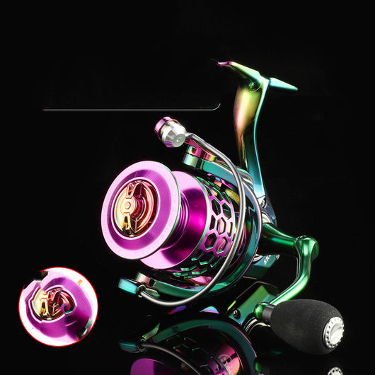 Carrete de Pesca Giratorio Colorido con Diseño de Panal - Image 4