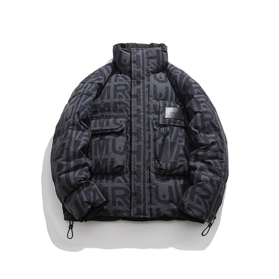 Chaqueta Acolchada Suelta para Hombre - Cuello Alto Abrigada Estilo Urbano - Image 7