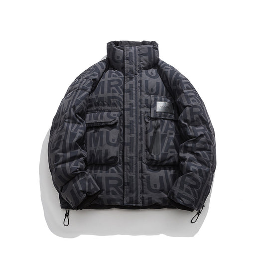 Chaqueta Acolchada Suelta para Hombre - Cuello Alto Abrigada Estilo Urbano - Image 7