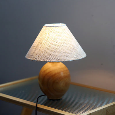 Lámpara de Mesa Mesita de Noche en Lino y Madera Maciza - Image 6
