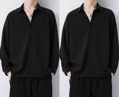 Camisa Negra Casual de Otoño con Cuello Mao y Mangas Largas - Image 11