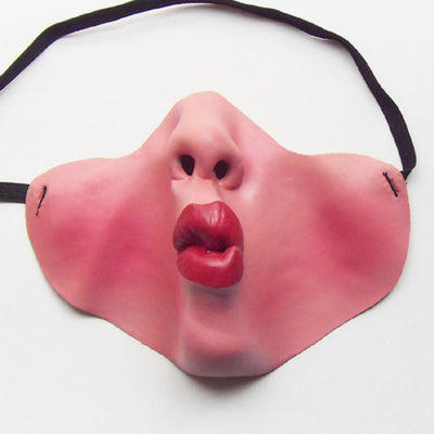 Funny grotesque mask with a large nose, yellow teeth, a cigar, stubble, and stitches on the cheek. - Image 8