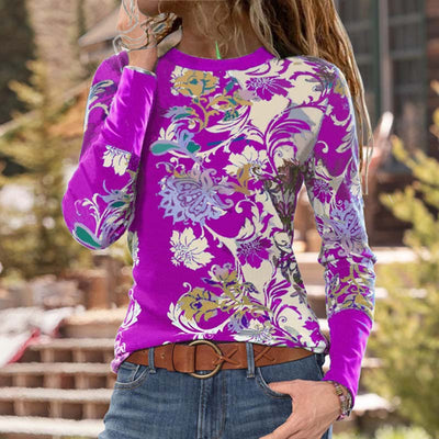 Playera Manga Larga Cuello Redondo con Estampado para Mujer - Diseño Trendy - Image 5