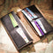 Cartera Larga de Cuero Crazy Horse para Hombre - Diseño Retro Empresarial