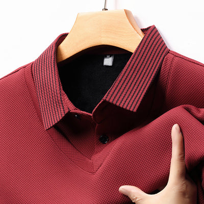Playera Casual de Negocios con Efecto Dos Piezas y Mangas Rayadas - Image 9