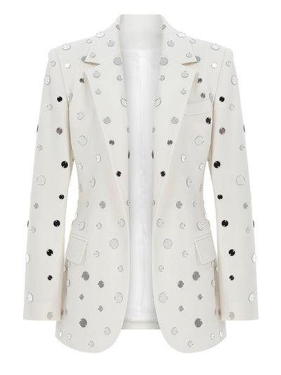 Blazer Elegante con Detalles de Perlas y Botón Decorativo - Image 13