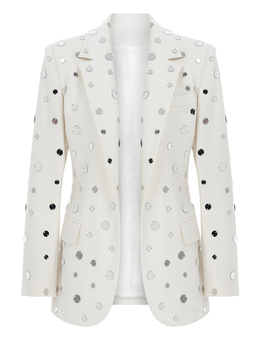 Blazer Elegante con Detalles de Perlas y Botón Decorativo - Image 13