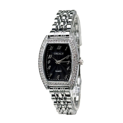 Reloj de Dama con Esfera de Barril Enchapado en Diamantes y Pulsera de Metal - Image 5