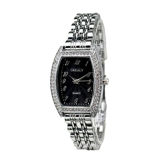 Reloj de Dama con Esfera de Barril Enchapado en Diamantes y Pulsera de Metal - Image 5