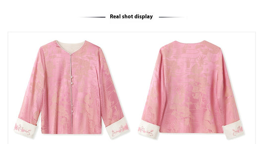 Blusa Retro Estilo Chino con Bordado de Cuentas en Seda Mulberry - Image 9