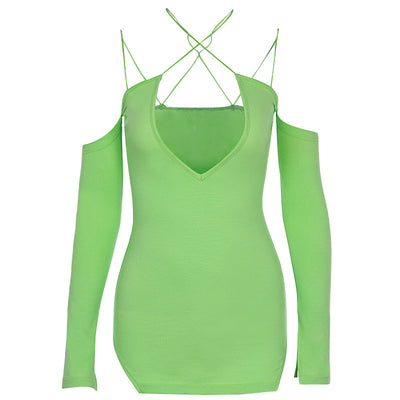 Vestido de Escote V con Abertura en la Cintura - Image 6