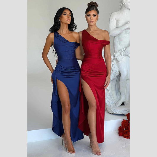 Vestido de Satén con Abertura Lateral para Mujer - Image 13