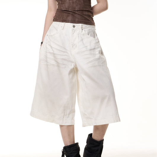 Jumpsuit Vaquero Cropped Vintage Efecto Desgastado Pierna Ancha - Image 8