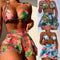 Bikini de Tres Piezas con Estampado Floral Grande